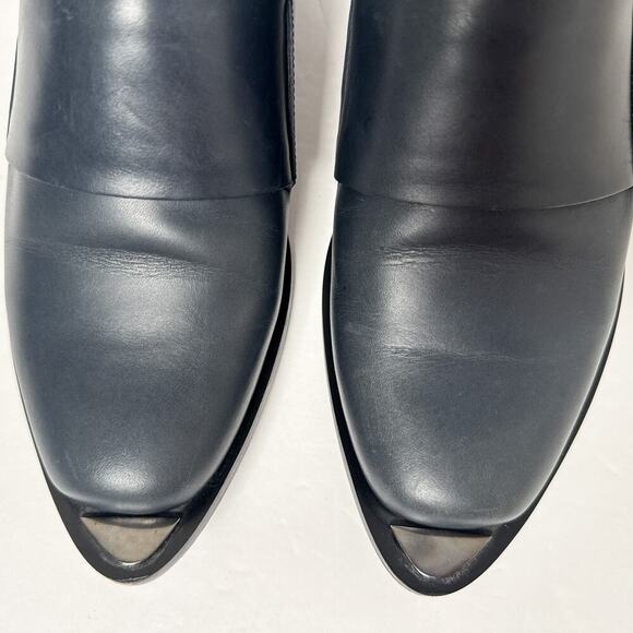 & Other Stories Metal Leather Derby Shoes Navy Cutout Made in Italy 38 US 7 - Picture 2 of 12